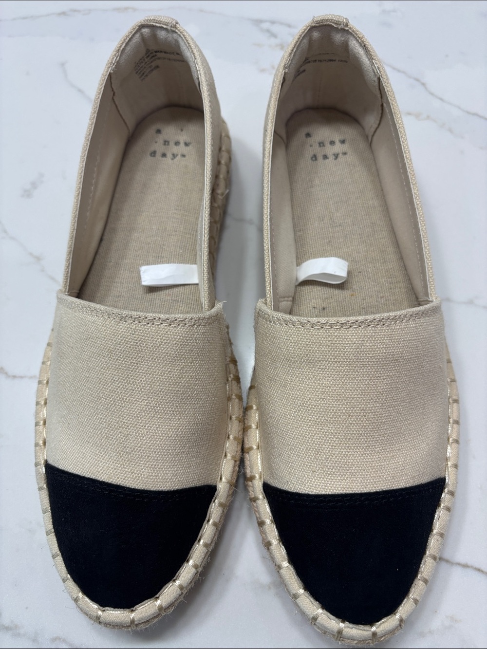 Women's Beige Canvas Espadrille with Black Toe